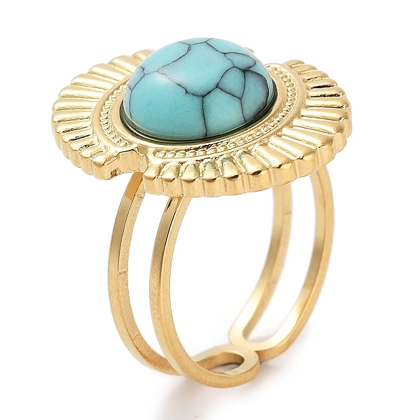 PandaHall Ion Plating(IP) 304 Stainless Steel Ring, Adjustable Synthetic Turquoise Rings, Oval, 17x22mm, Inner Diameter: Adjustable...
PandaHall Ion Plating(IP) 304 Stainless Steel Ring, Adjustable Synthetic Turquoise Rings, Oval, 17x22mm, Inner Diameter: Adjustable...
