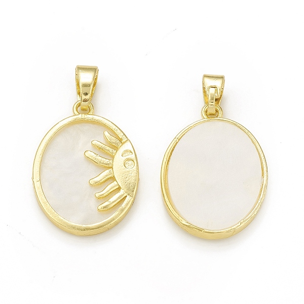 PandaHall Plastic Pendants, with Rack Plating Brass Findings, Cadmium Free & Lead Free, Long-Lasting Plated, Oval with Sun Charm, Real 18K..., White
PandaHall Plastic Pendants, with Rack Plating Brass Findings, Cadmium Free & Lead Free, Long-Lasting Plated, Oval with Sun Charm, Real 18K..., White