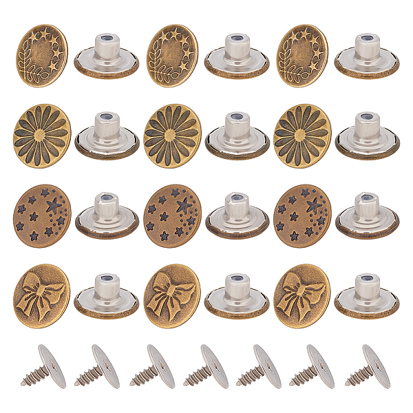 PandaHall UNICRAFTALE 40 Sets 4 Style Brass Buttons Jean Replacement Buttons Antique Bronze Sewing Buttons 17mm Removable Buttons Adjustable...
PandaHall UNICRAFTALE 40 Sets 4 Style Brass Buttons Jean Replacement Buttons Antique Bronze Sewing Buttons 17mm Removable Buttons Adjustable...