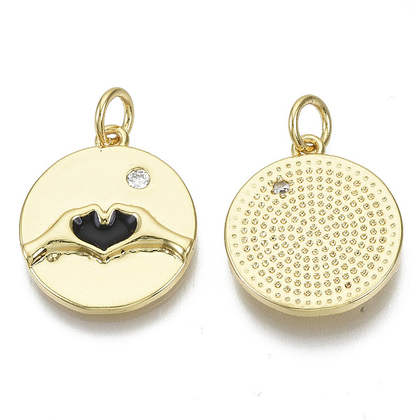 PandaHall Brass Micro Pave Cubic Zirconia Pendants, with Enamel & Jump Rings, Nickel Free, Valentine's Day, Flat Round with Heart, Clear..., Black
PandaHall Brass Micro Pave Cubic Zirconia Pendants, with Enamel & Jump Rings, Nickel Free, Valentine's Day, Flat Round with Heart, Clear..., Black