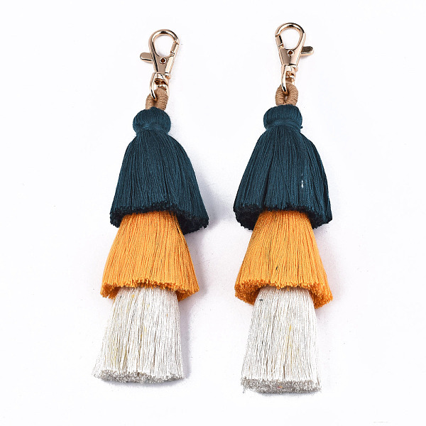 PandaHall Polycotton(Polyester Cotton) Tassel Big Pendant Decorations, with Light Gold Plated Alloy Swivel Lobster Claw Clasps, Cadmium Free...
PandaHall Polycotton(Polyester Cotton) Tassel Big Pendant Decorations, with Light Gold Plated Alloy Swivel Lobster Claw Clasps, Cadmium Free...