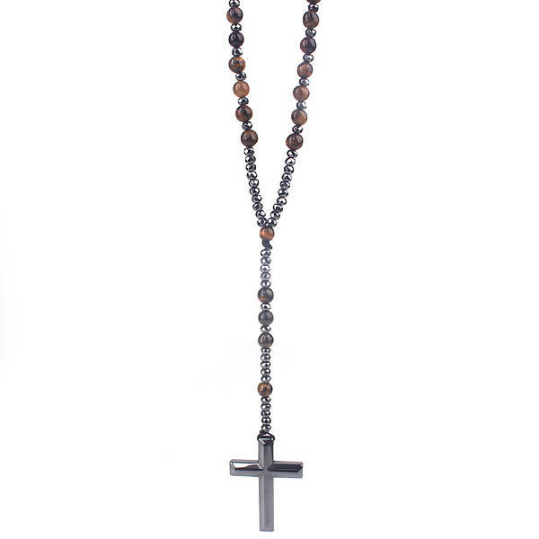 PandaHall Natural Tiger Eye Rosary Bead Necklace, Synthetic Hematite Cross Pendant Necklace, 27.56 inch(70cm) Tiger Eye Cross
PandaHall Natural Tiger Eye Rosary Bead Necklace, Synthetic Hematite Cross Pendant Necklace, 27.56 inch(70cm) Tiger Eye Cross