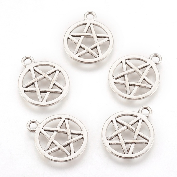 PandaHall Tibetan Style Alloy Flat Round with Star Charms, Wicca Charms, Pentacle, Lead Free & Nickel Free, Antique Silver, 20.5x16.9x1.7mm...
PandaHall Tibetan Style Alloy Flat Round with Star Charms, Wicca Charms, Pentacle, Lead Free & Nickel Free, Antique Silver, 20.5x16.9x1.7mm...