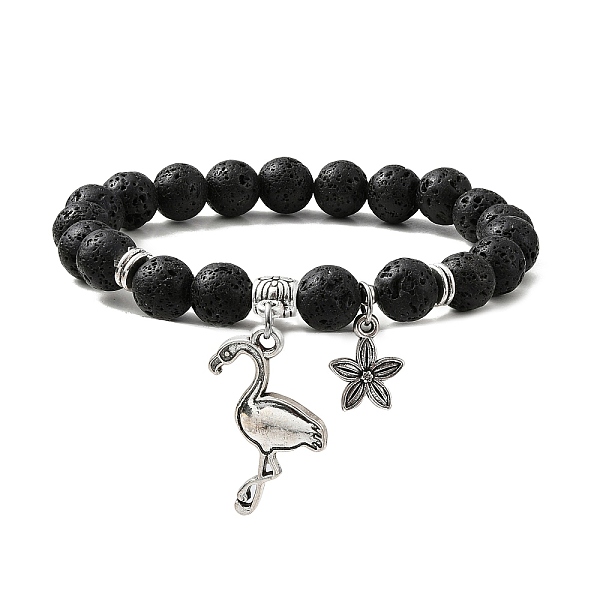 PandaHall Natural Lava Rock Round Beaded Stretch Bracelets, with Tibetan Style Alloy Flamingo Charms, Inner Diameter: 2 inch(5.2cm) Lava...
PandaHall Natural Lava Rock Round Beaded Stretch Bracelets, with Tibetan Style Alloy Flamingo Charms, Inner Diameter: 2 inch(5.2cm) Lava...