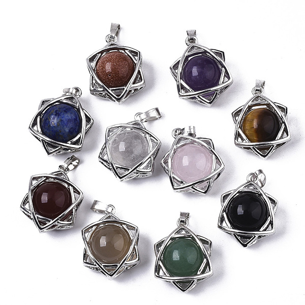 PandaHall Natural & Synthetic Assorted Gemstone Pendants, with Platinum Tone Brass Finding, for Jewish, Mixed Dyed and Undyed, Star of David...
PandaHall Natural & Synthetic Assorted Gemstone Pendants, with Platinum Tone Brass Finding, for Jewish, Mixed Dyed and Undyed, Star of David...