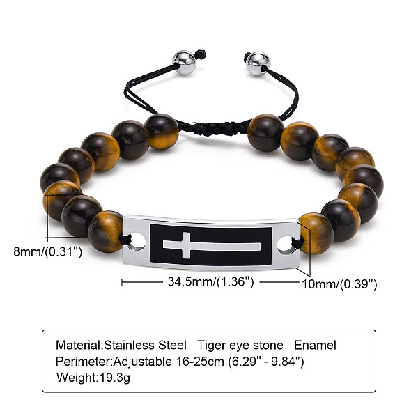 PandaHall Stainless Steel Cross Link Bracelet, Natural Tiger Eye Braided Bead Adjustable Bracelet, 6-1/4~9-7/8 inch(16~25cm) Tiger Eye Cross
PandaHall Stainless Steel Cross Link Bracelet, Natural Tiger Eye Braided Bead Adjustable Bracelet, 6-1/4~9-7/8 inch(16~25cm) Tiger Eye Cross