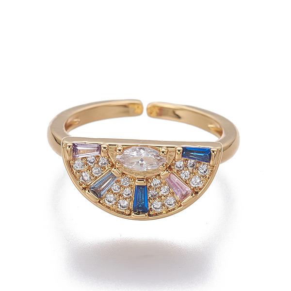 PandaHall Brass Cubic Zirconia Cuff Rings, Open Rings, Semicircle, Golden, Size 6, 16mm Brass+Cubic Zirconia
PandaHall Brass Cubic Zirconia Cuff Rings, Open Rings, Semicircle, Golden, Size 6, 16mm Brass+Cubic Zirconia