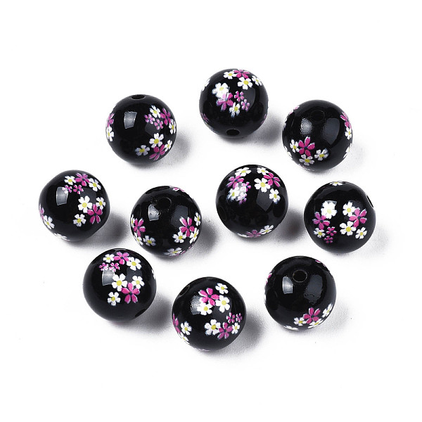 PandaHall Opaque Printed Acrylic Beads, Round with Flower, Black, 9x9.5mm, Hole: 1.8mm Acrylic Round Black
PandaHall Opaque Printed Acrylic Beads, Round with Flower, Black, 9x9.5mm, Hole: 1.8mm Acrylic Round Black