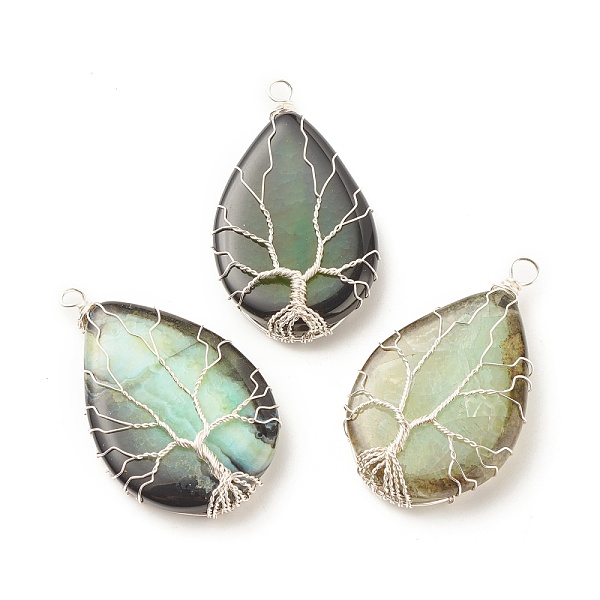 PandaHall Natural Crackle Agate Pendants, Dyed, with Silver Tone Eco-Friendly Copper Wire Wrapped, Teardrop with Tree, Green...
PandaHall Natural Crackle Agate Pendants, Dyed, with Silver Tone Eco-Friendly Copper Wire Wrapped, Teardrop with Tree, Green...