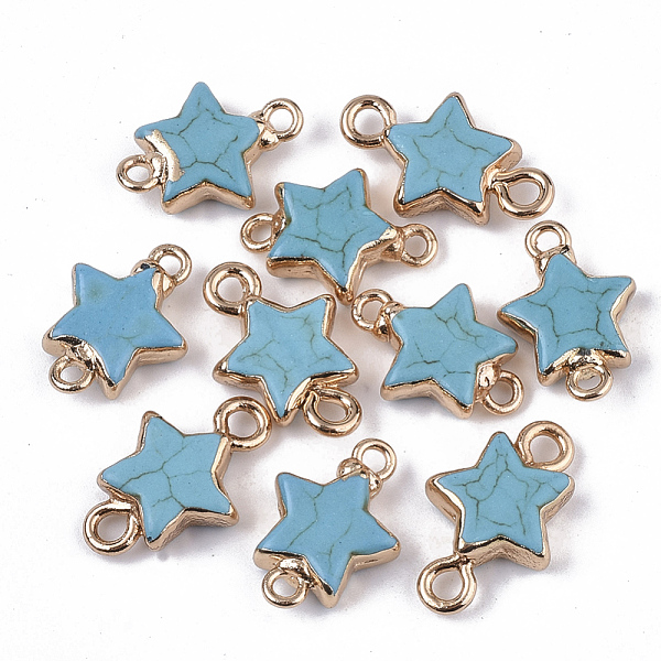 PandaHall Synthetic Turquoise Links connectors, with Edge Golden Plated Iron Loops, Star, 20x12.5x4mm, Hole: 2mm Synthetic Turquoise Star
PandaHall Synthetic Turquoise Links connectors, with Edge Golden Plated Iron Loops, Star, 20x12.5x4mm, Hole: 2mm Synthetic Turquoise Star
