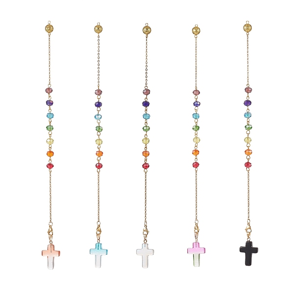 PandaHall Chakra Glass Beaded Dowsing Pendulum, Cross Charm, with Natural Lava Rock Bead, Mixed Color, 243~250mm Glass Cross Multicolor
PandaHall Chakra Glass Beaded Dowsing Pendulum, Cross Charm, with Natural Lava Rock Bead, Mixed Color, 243~250mm Glass Cross Multicolor