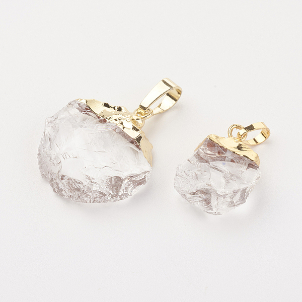 PandaHall Natural Quartz Crystal Pendants, Rock Crystal Pendants, with Brass Findings, Nuggets, Golden, 18~25x14~21x6~7mm, Hole: 4x6mm..., Clear
PandaHall Natural Quartz Crystal Pendants, Rock Crystal Pendants, with Brass Findings, Nuggets, Golden, 18~25x14~21x6~7mm, Hole: 4x6mm..., Clear