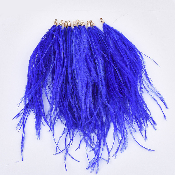 PandaHall Ostrich Feather Tassel Big Pendant Decorations, with Brass Findings, Golden, Blue, 130~170x4mm, Hole: 1.6mm Feather Feather Blue
PandaHall Ostrich Feather Tassel Big Pendant Decorations, with Brass Findings, Golden, Blue, 130~170x4mm, Hole: 1.6mm Feather Feather Blue