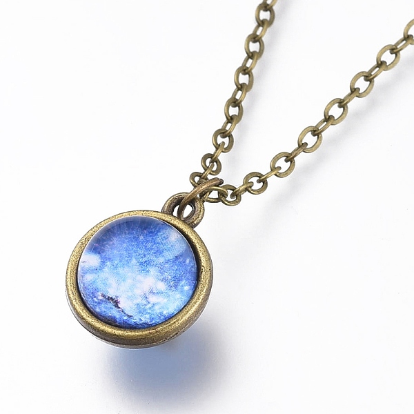 PandaHall Glass Pendant Necklace, with Alloy Cable Chains and Lobster Claw Clasps, Cadmium Free & Lead Free, Round, Galaxy Pattern, 20.07...
PandaHall Glass Pendant Necklace, with Alloy Cable Chains and Lobster Claw Clasps, Cadmium Free & Lead Free, Round, Galaxy Pattern, 20.07...