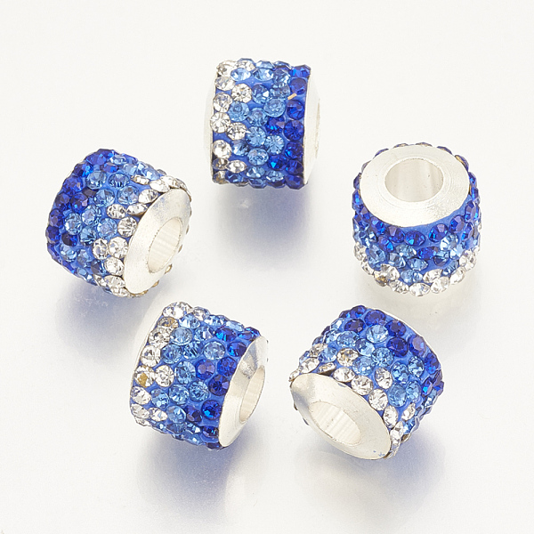PandaHall Polymer Clay Rhinestone European Beads, Large Hole Beads, with Platinum Tone Brass Single Cores, Column, Sapphire, 10x11~12mm..., Blue
PandaHall Polymer Clay Rhinestone European Beads, Large Hole Beads, with Platinum Tone Brass Single Cores, Column, Sapphire, 10x11~12mm..., Blue