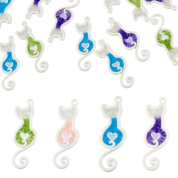 PandaHall 20Pcs 4 Colors Spray Painted Alloy Enamel Pendants, with Glitter Powder, Cat, Mixed Color, 33x11.5x1.5mm, Hole: 1.4mm, 5pcs/color..., Multicolor
PandaHall 20Pcs 4 Colors Spray Painted Alloy Enamel Pendants, with Glitter Powder, Cat, Mixed Color, 33x11.5x1.5mm, Hole: 1.4mm, 5pcs/color..., Multicolor