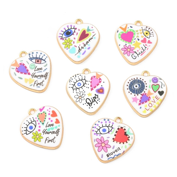 PandaHall Printed Alloy Pendants, Golden, Stamp with Heart, Mixed Color, 25.5x23x2.5mm, Hole: 2mm Alloy Heart Multicolor
PandaHall Printed Alloy Pendants, Golden, Stamp with Heart, Mixed Color, 25.5x23x2.5mm, Hole: 2mm Alloy Heart Multicolor