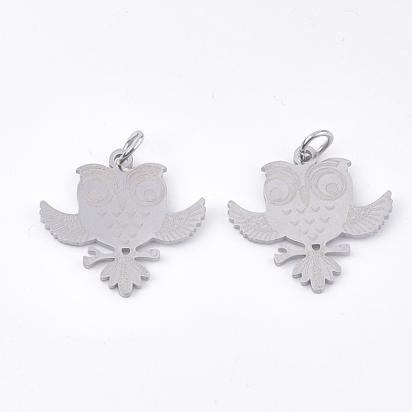 PandaHall 201 Stainless Steel Pendants, with Unsoldered Jump Rings, Owl, Stainless Steel Color, 19.5x20x1mm, Hole: 3mm, Jump Ring: 5x0.8mm...
PandaHall 201 Stainless Steel Pendants, with Unsoldered Jump Rings, Owl, Stainless Steel Color, 19.5x20x1mm, Hole: 3mm, Jump Ring: 5x0.8mm...