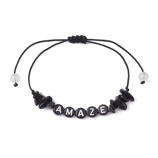 PandaHall Natural Obsidian Chip Braided Bead Bracelets, Acrylic Word Bead Adjustable Bracelets for Women, Inner Diameter: 5/8~3-1/4 inch...
PandaHall Natural Obsidian Chip Braided Bead Bracelets, Acrylic Word Bead Adjustable Bracelets for Women, Inner Diameter: 5/8~3-1/4 inch...