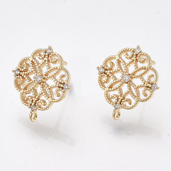 PandaHall Brass Stud Earring Findings, Cubic Zirconia and Loop, Nickel Free, Real 18K Gold Plated, Flower, Clear, 13x12mm, Hole: 0.8mm, Pin...
PandaHall Brass Stud Earring Findings, Cubic Zirconia and Loop, Nickel Free, Real 18K Gold Plated, Flower, Clear, 13x12mm, Hole: 0.8mm, Pin...