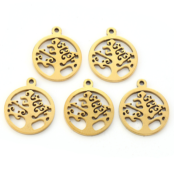 PandaHall Vacuum Plating 201 Stainless Steel Pendants, Laser Cut, Round Ring with Tree, Golden, 17x14x1mm, Hole: 1.2mm 201 Stainless Steel...
PandaHall Vacuum Plating 201 Stainless Steel Pendants, Laser Cut, Round Ring with Tree, Golden, 17x14x1mm, Hole: 1.2mm 201 Stainless Steel...