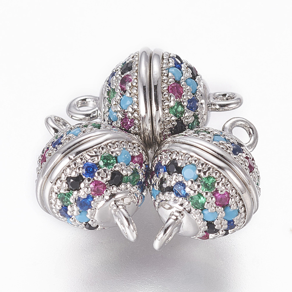 PandaHall Brass Micro Pave Cubic Zirconia Magnetic Clasps with Loops, Round, Colorful, Platinum, 13.5x8.5mm, Hole: 1.2~1.4mm Brass+Cubic...
PandaHall Brass Micro Pave Cubic Zirconia Magnetic Clasps with Loops, Round, Colorful, Platinum, 13.5x8.5mm, Hole: 1.2~1.4mm Brass+Cubic...