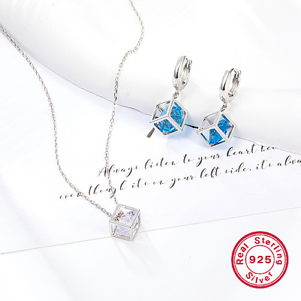 PandaHall Rhodium Plated 925 Sterling Silver Cube Dangle Hoop Earring & Pendant Necklace, Cubic Zirconia Jewelry Set, Platinum, Necklaces...
PandaHall Rhodium Plated 925 Sterling Silver Cube Dangle Hoop Earring & Pendant Necklace, Cubic Zirconia Jewelry Set, Platinum, Necklaces...