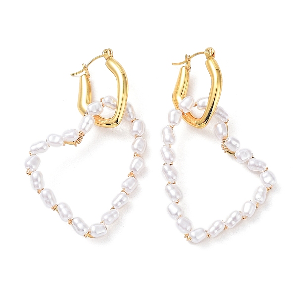 PandaHall Vacuum Plating 304 Stainless Steel Heart Dangle Hoop Earrings, Glass Seed & Plastic Pearl Beaded Earrings, White, 57.5mm Plastic...
PandaHall Vacuum Plating 304 Stainless Steel Heart Dangle Hoop Earrings, Glass Seed & Plastic Pearl Beaded Earrings, White, 57.5mm Plastic...