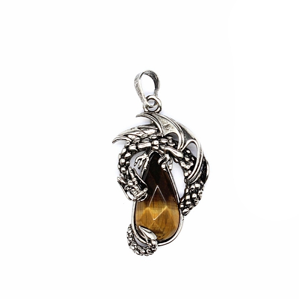 PandaHall Natural Tiger Eye Brass Pendants, Flying Dragon Charms with Faceted Teardrop Gems, Antique Silver, 38x22x6mm Tiger Eye Dragon
PandaHall Natural Tiger Eye Brass Pendants, Flying Dragon Charms with Faceted Teardrop Gems, Antique Silver, 38x22x6mm Tiger Eye Dragon