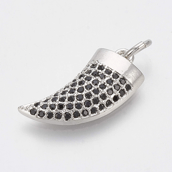 PandaHall Brass Micro Pave Cubic Zirconia Pendants, with Jump Rings, Ox Horn, Black, Platinum, 17x9x3mm, Hole: 3mm Brass+Cubic Zirconia Horn...
PandaHall Brass Micro Pave Cubic Zirconia Pendants, with Jump Rings, Ox Horn, Black, Platinum, 17x9x3mm, Hole: 3mm Brass+Cubic Zirconia Horn...