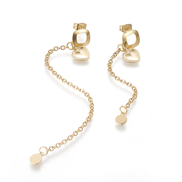 PandaHall 304 Stainless Steel Stud Earrings, Hypoallergenic Earrings, Asymmetrical Earrings, with Cable Chains and Ear Nuts, Heart, Golden...
PandaHall 304 Stainless Steel Stud Earrings, Hypoallergenic Earrings, Asymmetrical Earrings, with Cable Chains and Ear Nuts, Heart, Golden...