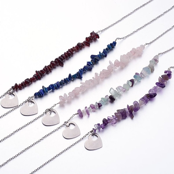 PandaHall Gemstone Pendant Necklaces, with Stainless Steel Finding, 17.3 inch Mixed Stone
PandaHall Gemstone Pendant Necklaces, with Stainless Steel Finding, 17.3 inch Mixed Stone