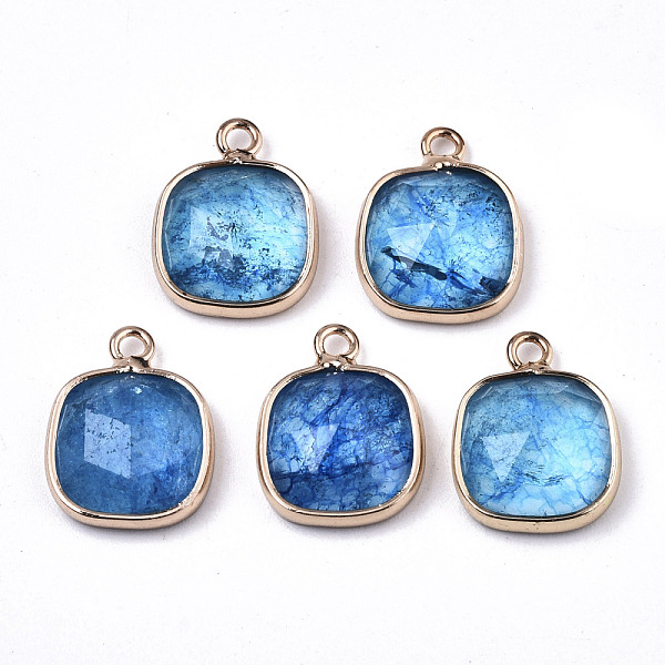 PandaHall Glass Charms, with Light Gold Tone Brass Findings, Square, Faceted, Deep Sky Blue, 14x11x5mm, Hole: 1.6mm Brass+Glass Square
PandaHall Glass Charms, with Light Gold Tone Brass Findings, Square, Faceted, Deep Sky Blue, 14x11x5mm, Hole: 1.6mm Brass+Glass Square
