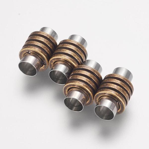PandaHall 304 Stainless Steel Magnetic Clasps with Glue-in Ends, Column, Antique Bronze, 16x10mm, Hole: 6mm 304 Stainless Steel Column
PandaHall 304 Stainless Steel Magnetic Clasps with Glue-in Ends, Column, Antique Bronze, 16x10mm, Hole: 6mm 304 Stainless Steel Column