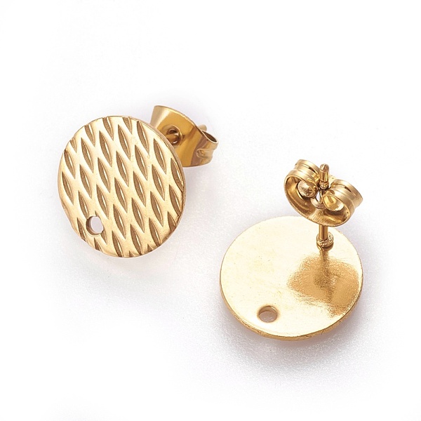 PandaHall Ion Plating(IP) 304 Stainless Steel Ear Stud Findings, Textured Flat Round with Pineapple Grain, Golden, 12mm, Hole: 1.2mm, Pin...
PandaHall Ion Plating(IP) 304 Stainless Steel Ear Stud Findings, Textured Flat Round with Pineapple Grain, Golden, 12mm, Hole: 1.2mm, Pin...