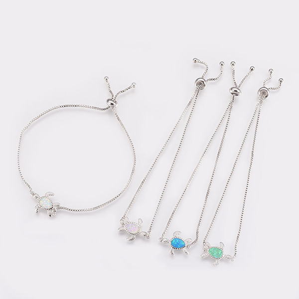 PandaHall Adjustable Brass Bolo Bracelets, Slider Bracelets, Box chains, with Synthetic Opal, Turtle, Platinum, Mixed Color, 9-1/2 inch..., Multicolor
PandaHall Adjustable Brass Bolo Bracelets, Slider Bracelets, Box chains, with Synthetic Opal, Turtle, Platinum, Mixed Color, 9-1/2 inch..., Multicolor