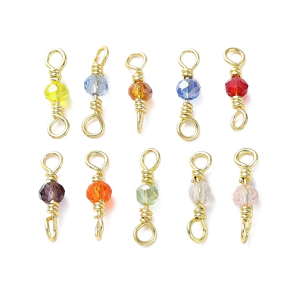 PandaHall Faceted Glass Connector Charms, Rondelle Links with Rack Plating Brass Wire Double Loops, Lead Free & Cadmium Free, Real 18K Gold..., Multicolor
PandaHall Faceted Glass Connector Charms, Rondelle Links with Rack Plating Brass Wire Double Loops, Lead Free & Cadmium Free, Real 18K Gold..., Multicolor