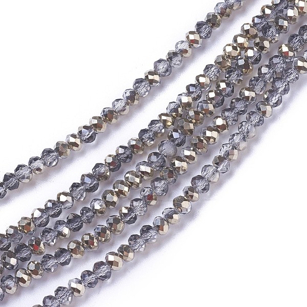 PandaHall Electroplate Glass Beads Strands, Half Plated, Faceted, Rondelle, Dark Gray, 2.5~3x3~3.5mm, Hole: 1.2mm, about 135~140pcs/strand...
PandaHall Electroplate Glass Beads Strands, Half Plated, Faceted, Rondelle, Dark Gray, 2.5~3x3~3.5mm, Hole: 1.2mm, about 135~140pcs/strand...