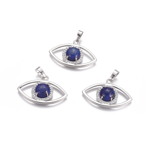 PandaHall Natural Lapis Lazuli Pendants, with Platinum Tone Brass Findings and Crystal Rhinestone, Eye, Dyed, 21.5x33.3x7.5mm, Hole: 7x5mm..., Clear
PandaHall Natural Lapis Lazuli Pendants, with Platinum Tone Brass Findings and Crystal Rhinestone, Eye, Dyed, 21.5x33.3x7.5mm, Hole: 7x5mm..., Clear
