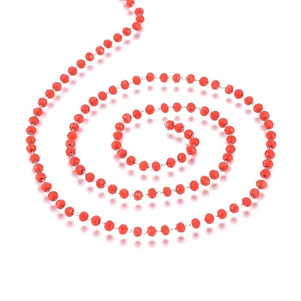 PandaHall Handmade Glass Beaded Chains, Soldered, with 304 Stainless Steel Findings, Faceted, Rondelle, Stainless Steel Color, Red, 3.5mm...
PandaHall Handmade Glass Beaded Chains, Soldered, with 304 Stainless Steel Findings, Faceted, Rondelle, Stainless Steel Color, Red, 3.5mm...