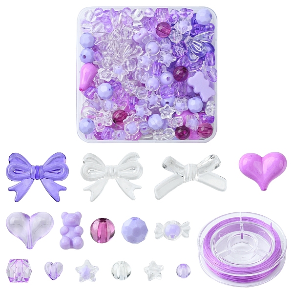 PandaHall DIY Cute Beaded Stretch Bracelet Making Kit, Including Star & Square & Candy & Heart & Bowknot & Bear & Round Acrylic Beads..., Purple
PandaHall DIY Cute Beaded Stretch Bracelet Making Kit, Including Star & Square & Candy & Heart & Bowknot & Bear & Round Acrylic Beads..., Purple