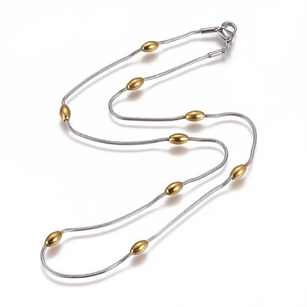 PandaHall 304 Stainless Steel Herringbone Chain Necklaces, with Beads and Lobster Claw Clasps, Golden & Stainless Steel Color, 18 inch...
PandaHall 304 Stainless Steel Herringbone Chain Necklaces, with Beads and Lobster Claw Clasps, Golden & Stainless Steel Color, 18 inch...