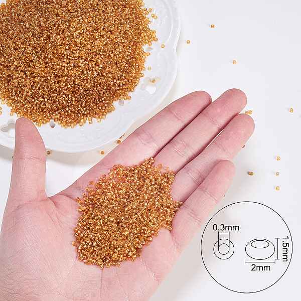 PandaHall Ornaland 12/0 Transparent Glass Seed Beads, Grade A, Silver Lined Round Hole, Round, Goldenrod, 2x1.5mm, Hole: 0.3mm, about..., Gold
PandaHall Ornaland 12/0 Transparent Glass Seed Beads, Grade A, Silver Lined Round Hole, Round, Goldenrod, 2x1.5mm, Hole: 0.3mm, about..., Gold
