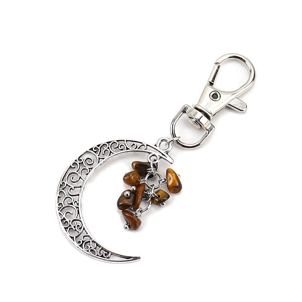 PandaHall Antique Silver Palted Alloy Hollow Moon Pendant Decorations, Natural Tiger Eye Chip and Swivel Clasp Charm for Bag Ornaments...
PandaHall Antique Silver Palted Alloy Hollow Moon Pendant Decorations, Natural Tiger Eye Chip and Swivel Clasp Charm for Bag Ornaments...