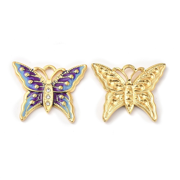 PandaHall Real 18K Gold Plated 304 Stainless Steel Rhinestone Pendants, with Enamel, Butterfly Charms, Indigo, 20x24.5x2mm, Hole: 3x2mm..., Purple
PandaHall Real 18K Gold Plated 304 Stainless Steel Rhinestone Pendants, with Enamel, Butterfly Charms, Indigo, 20x24.5x2mm, Hole: 3x2mm..., Purple