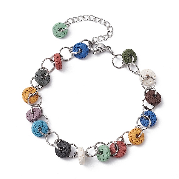 PandaHall Dyed Natural Lava Rock Disc Beaded Chain Bracelet, with 304 Stainless Steel Chains, Colorful, 7-1/2 inch(19cm) Lava Rock Disc
PandaHall Dyed Natural Lava Rock Disc Beaded Chain Bracelet, with 304 Stainless Steel Chains, Colorful, 7-1/2 inch(19cm) Lava Rock Disc