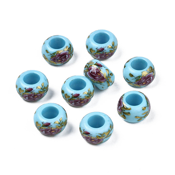 PandaHall Flower Printed Opaque Acrylic Rondelle Beads, Large Hole Beads, Sky Blue, 15x9mm, Hole: 7mm Acrylic Rondelle
PandaHall Flower Printed Opaque Acrylic Rondelle Beads, Large Hole Beads, Sky Blue, 15x9mm, Hole: 7mm Acrylic Rondelle