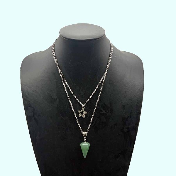 PandaHall Star Pendant Necklaces, Natural Orange Calcite Hexagonal Cone Necklace, Double Layer Necklaces Calcite
PandaHall Star Pendant Necklaces, Natural Orange Calcite Hexagonal Cone Necklace, Double Layer Necklaces Calcite