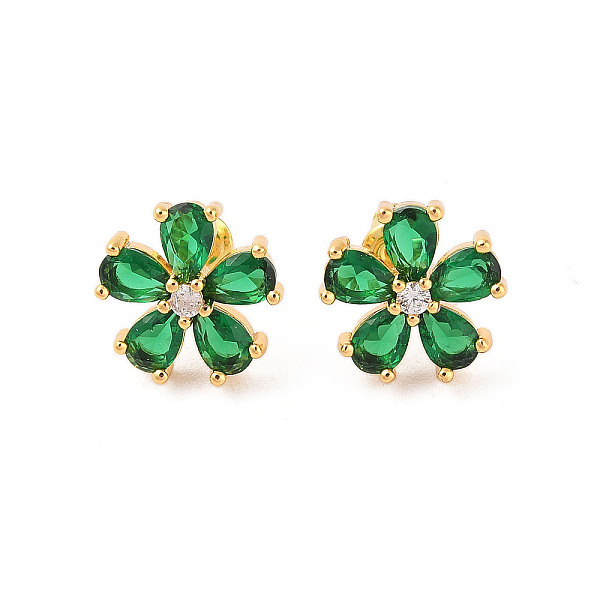 PandaHall Rack Plating Brass Micro Pave Cubic Zirconia Stud Earrings, Long-lasting Plated, Flower, Golden, Dark Green, 14x14mm Brass Flower
PandaHall Rack Plating Brass Micro Pave Cubic Zirconia Stud Earrings, Long-lasting Plated, Flower, Golden, Dark Green, 14x14mm Brass Flower