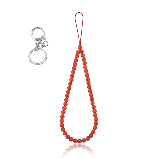 PandaHall Natural White Jade and Iron Alloy Lobster Claw Clasp Keychain, with Braided Nylon Thread, 27~27.5cm White Jade Others
PandaHall Natural White Jade and Iron Alloy Lobster Claw Clasp Keychain, with Braided Nylon Thread, 27~27.5cm White Jade Others